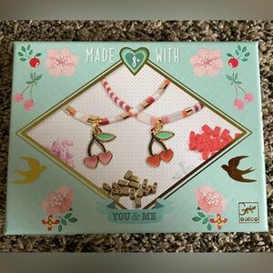 Cherry Charm Beaded Bracelet Set - Pink & Coral